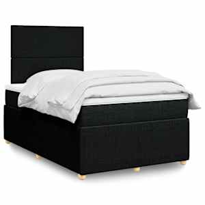 Box spring postelja z vzmetnico črn 120x200 cm blago