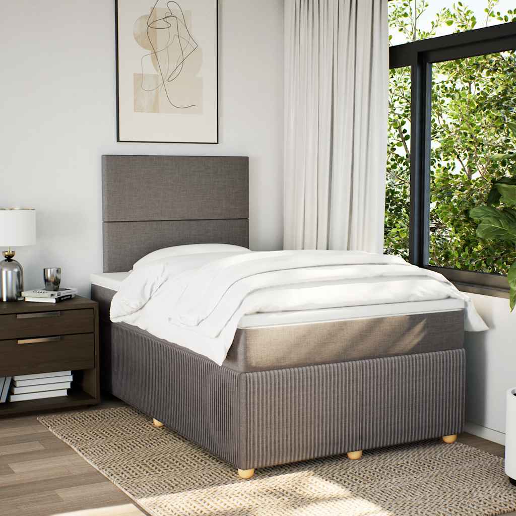vidaXL Boxspring met matras stof taupe 120x200 cm afbeelding