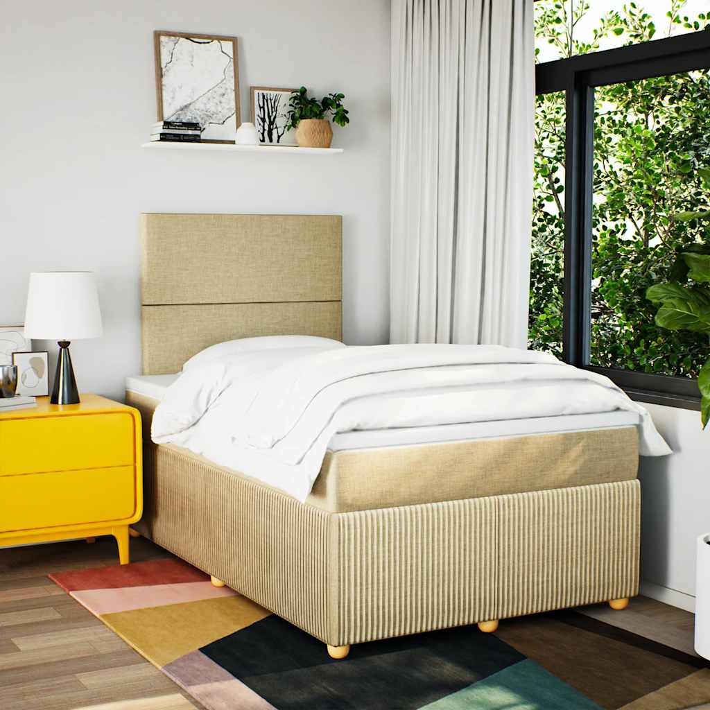 vidaXL Boxspring met matras stof crèmekleurig 120x200 cm afbeelding
