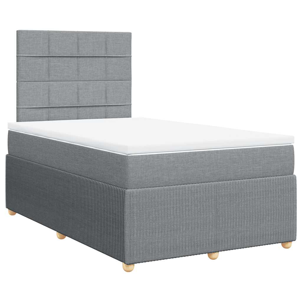 vidaXL Boxspring met matras stof lichtgrijs 120x200 cm grijs, foto 3
