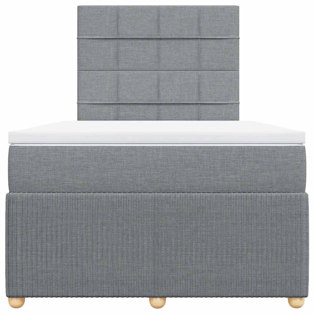 vidaXL Boxspring met matras stof lichtgrijs 120x200 cm grijs, foto 4