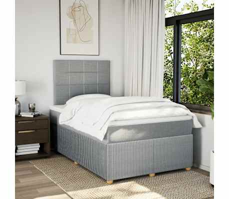 vidaXL Krevet s oprugama i madrac svjetlosivi 120 x 200cm od tkanine