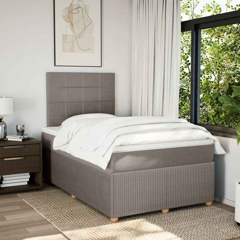 vidaXL Boxspring met matras stof taupe 120x200 cm afbeelding