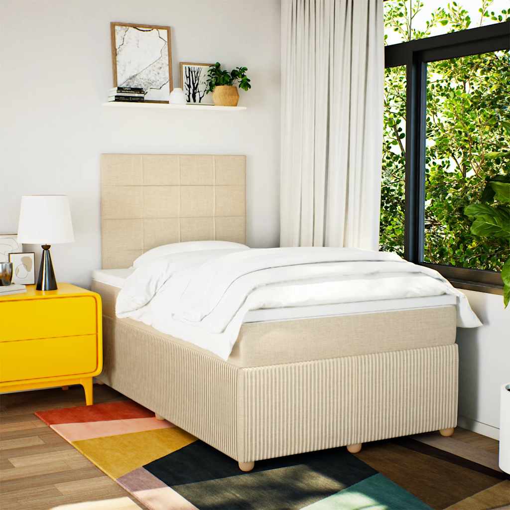 vidaXL Boxspring met matras stof crèmekleurig 120x200 cm afbeelding