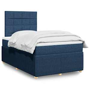 Box spring postelja z vzmetnico moder 120x200 cm blago