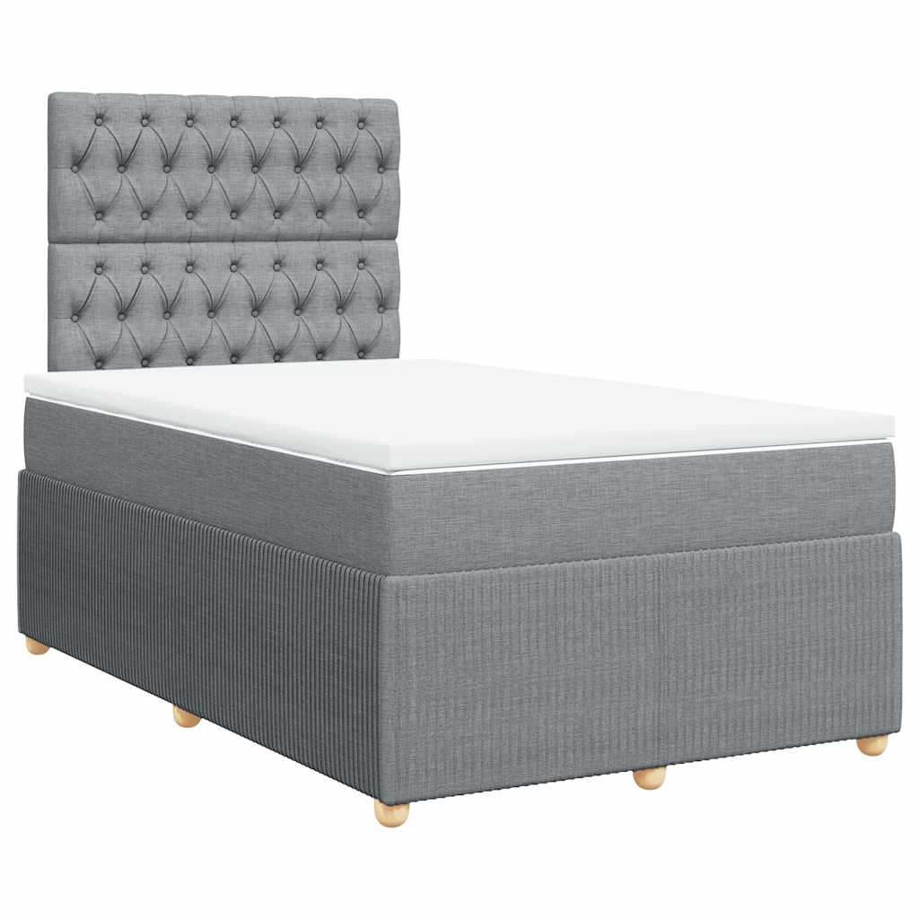 vidaXL Boxspring met matras stof lichtgrijs 120x200 cm grijs, foto 3