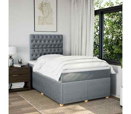 vidaXL atsperu gulta ar matraci, gai&scaron;i pelēka audums, 120x200cm