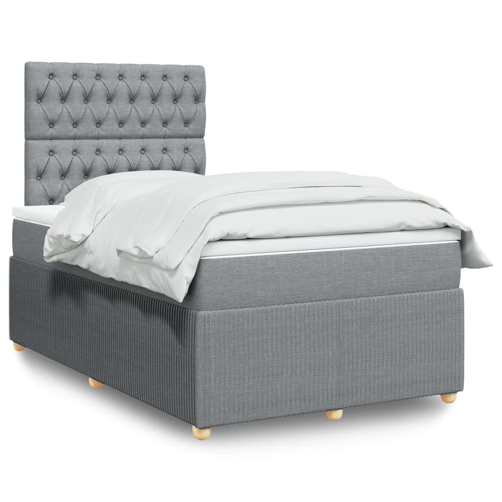 Boxspringbett mit Matratze Hellgrau 120×200 cm Stoff