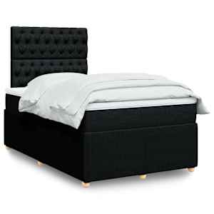 Box spring postelja z vzmetnico črn 120x200 cm blago