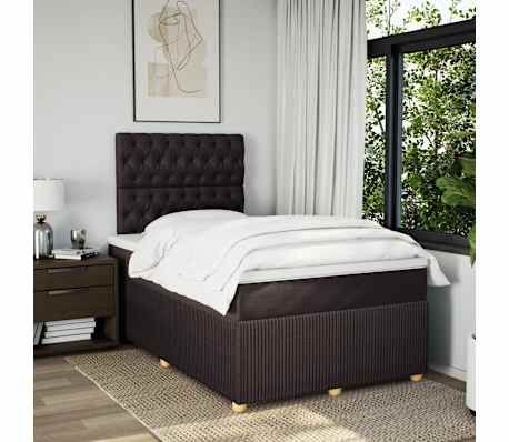 vidaXL Boxspringbett mit Matratze Dunkelbraun 120x200 cm Stoff