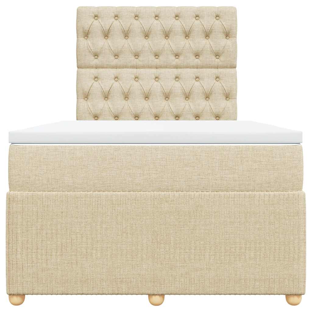 vidaXL Boxspring met matras stof crèmekleurig 120x200 cm, foto 4