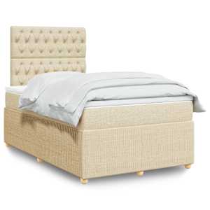 Box spring postelja z vzmetnico krem 120x200 cm blago
