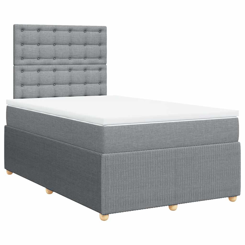 vidaXL Boxspring met matras stof lichtgrijs 120x200 cm grijs, foto 3