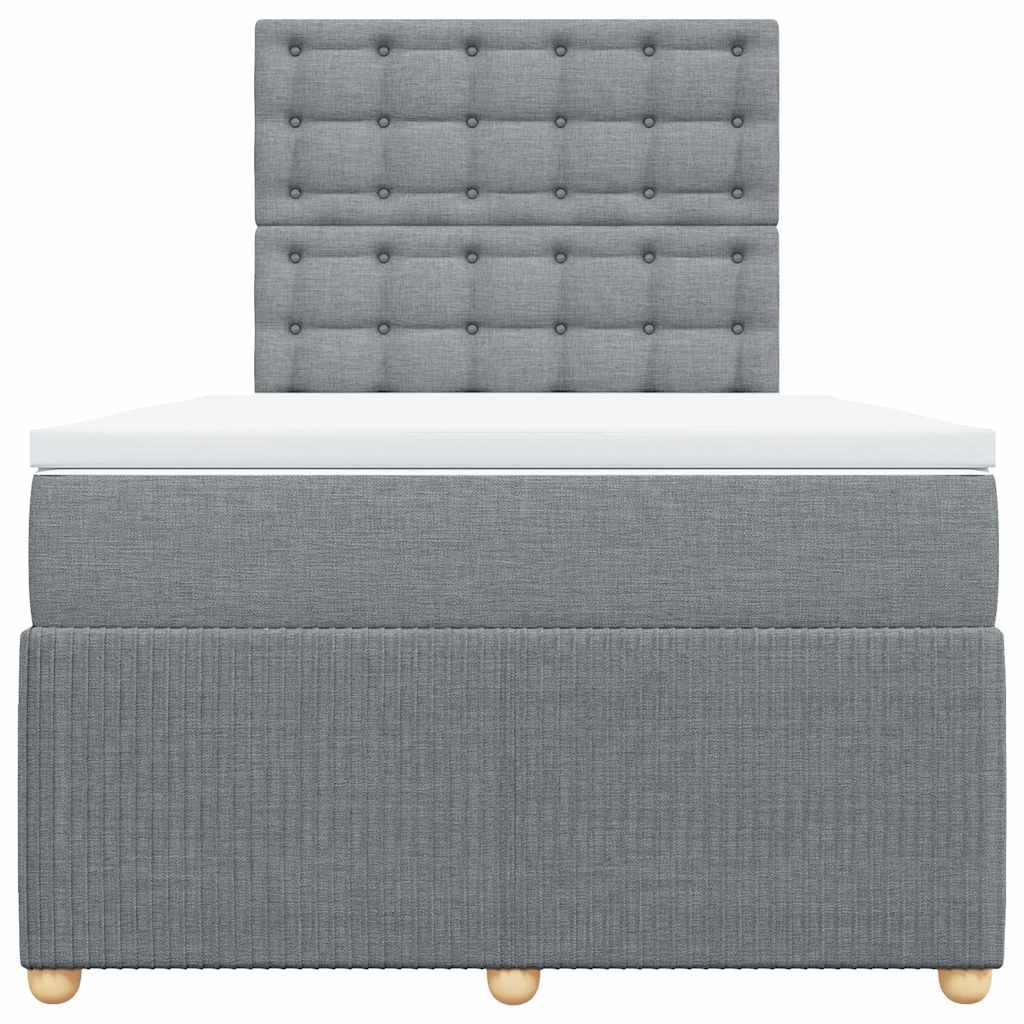 vidaXL Boxspring met matras stof lichtgrijs 120x200 cm grijs, foto 4