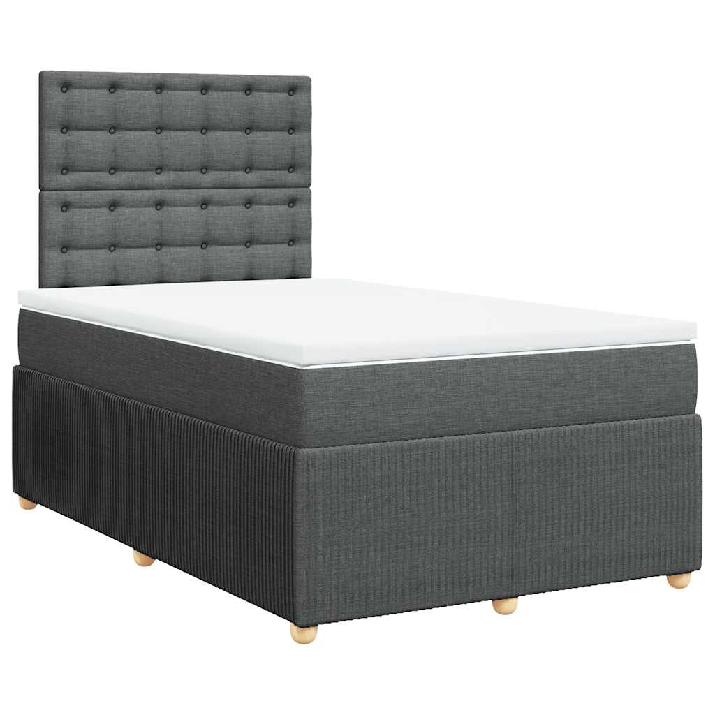 vidaXL Boxspring met matras stof donkergrijs 120x200 cm grijs, foto 3