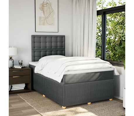 vidaXL Boxspring met matras stof donkergrijs 120x200 cm