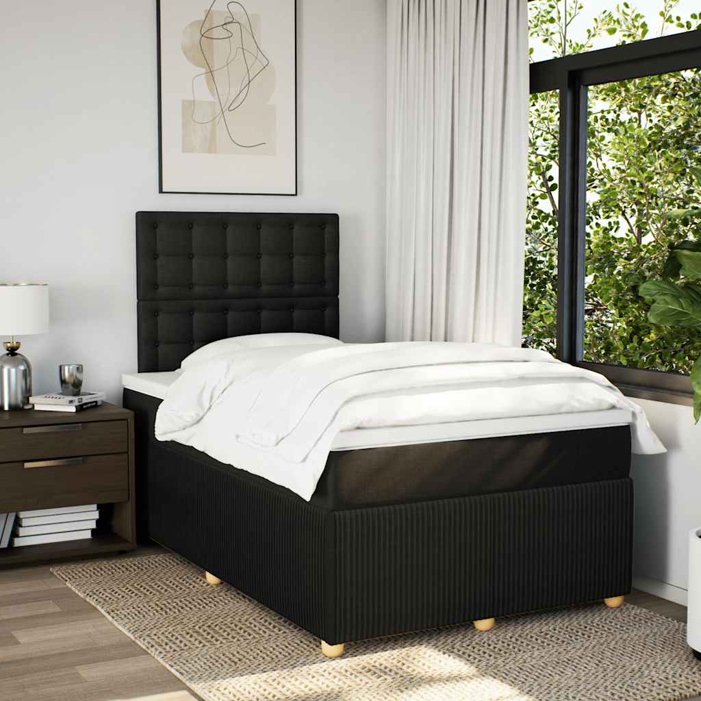 vidaXL Boxspring met matras stof zwart 120x200 cm afbeelding