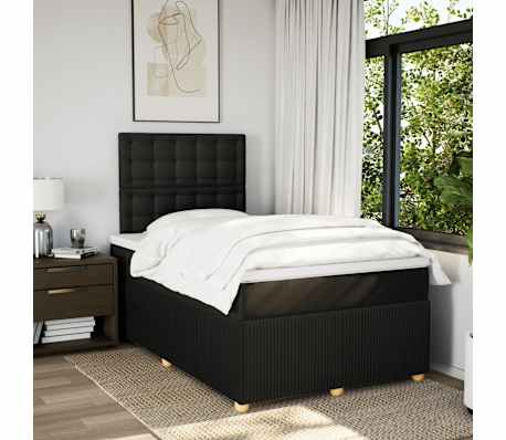vidaXL Boxspringbett mit Matratze Schwarz 120x200 cm Stoff