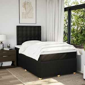 vidaXL Boxspringbett mit Matratze Schwarz 120x200 cm Stoff