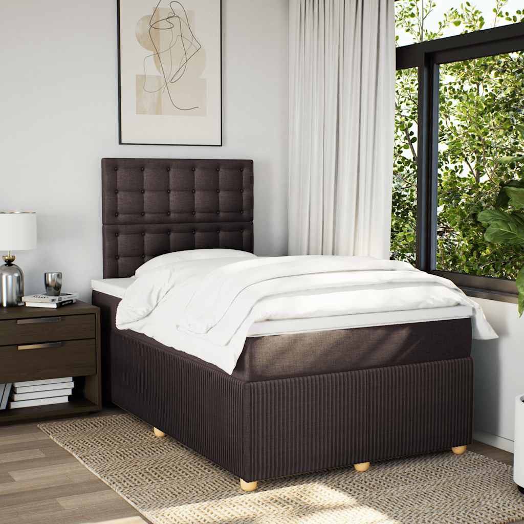 vidaXL Boxspring met matras stof donkerbruin 120x200 cm afbeelding