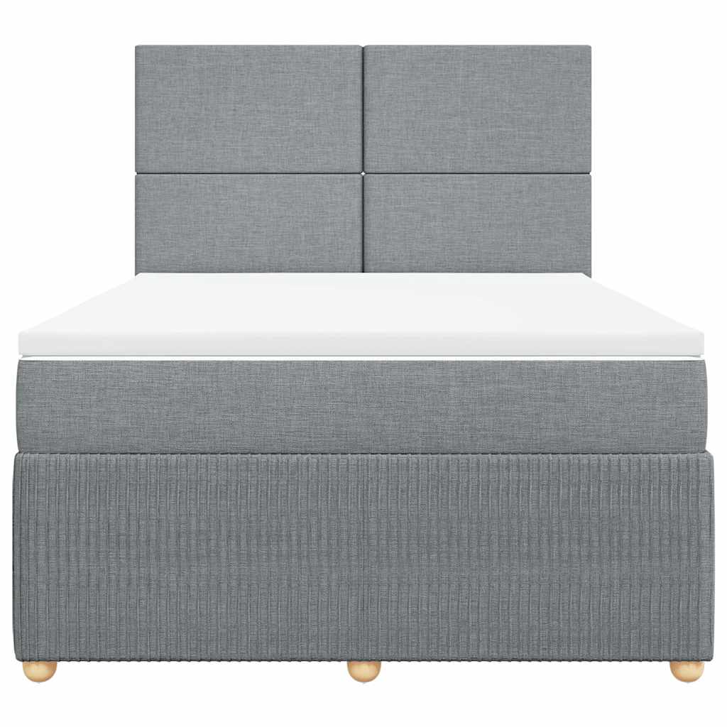 vidaXL Boxspring met matras stof lichtgrijs 140x190 cm grijs, foto 4