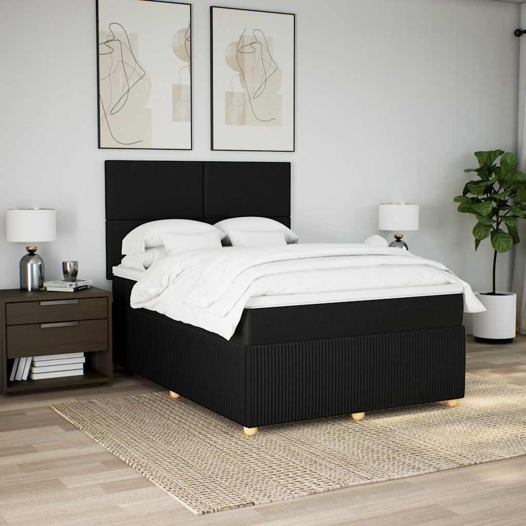 vidaXL Boxspring met matras stof zwart 140x190 cm afbeelding