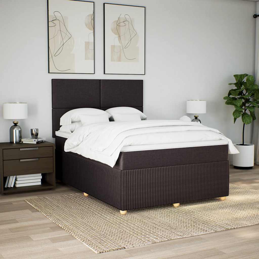 vidaXL Boxspring met matras stof donkerbruin 140x190 cm bruin, foto 2