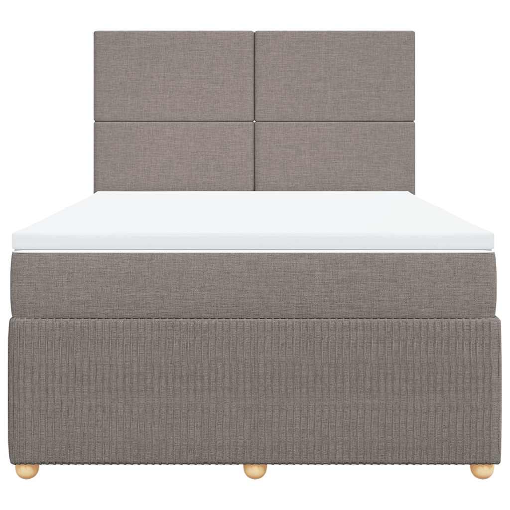 vidaXL Boxspring met matras stof taupe 140x190 cm, foto 4