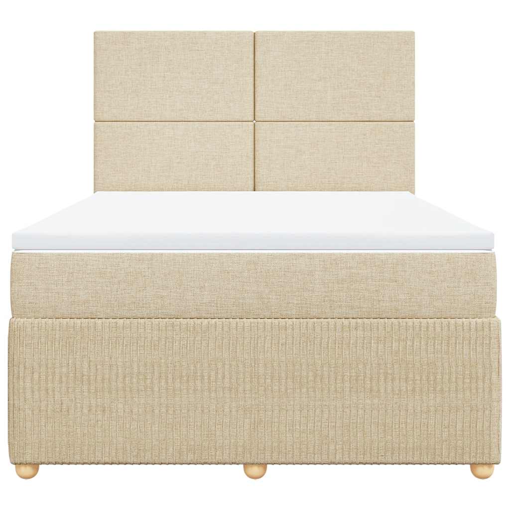 vidaXL Boxspring met matras stof crèmekleurig 140x190 cm, foto 4