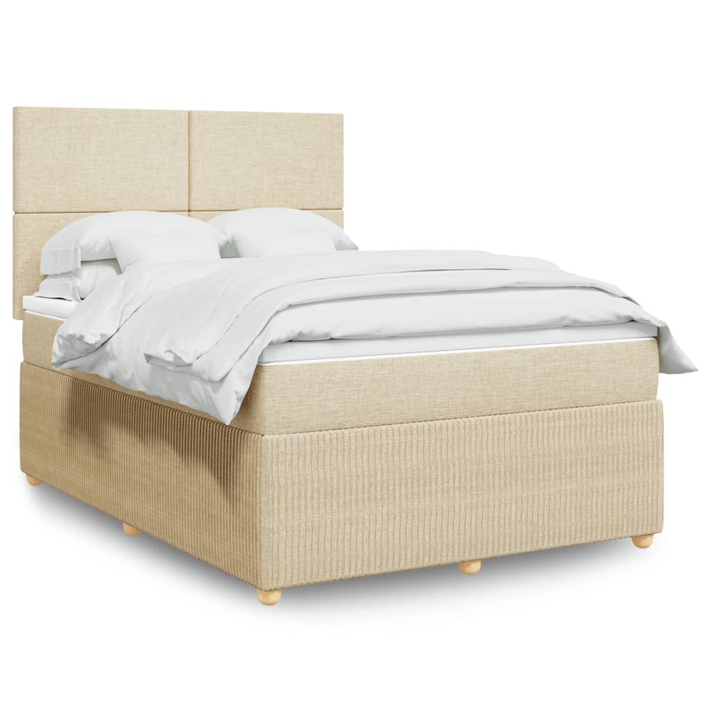 Boxspringbett mit Matratze Creme 140×190 cm Stoff