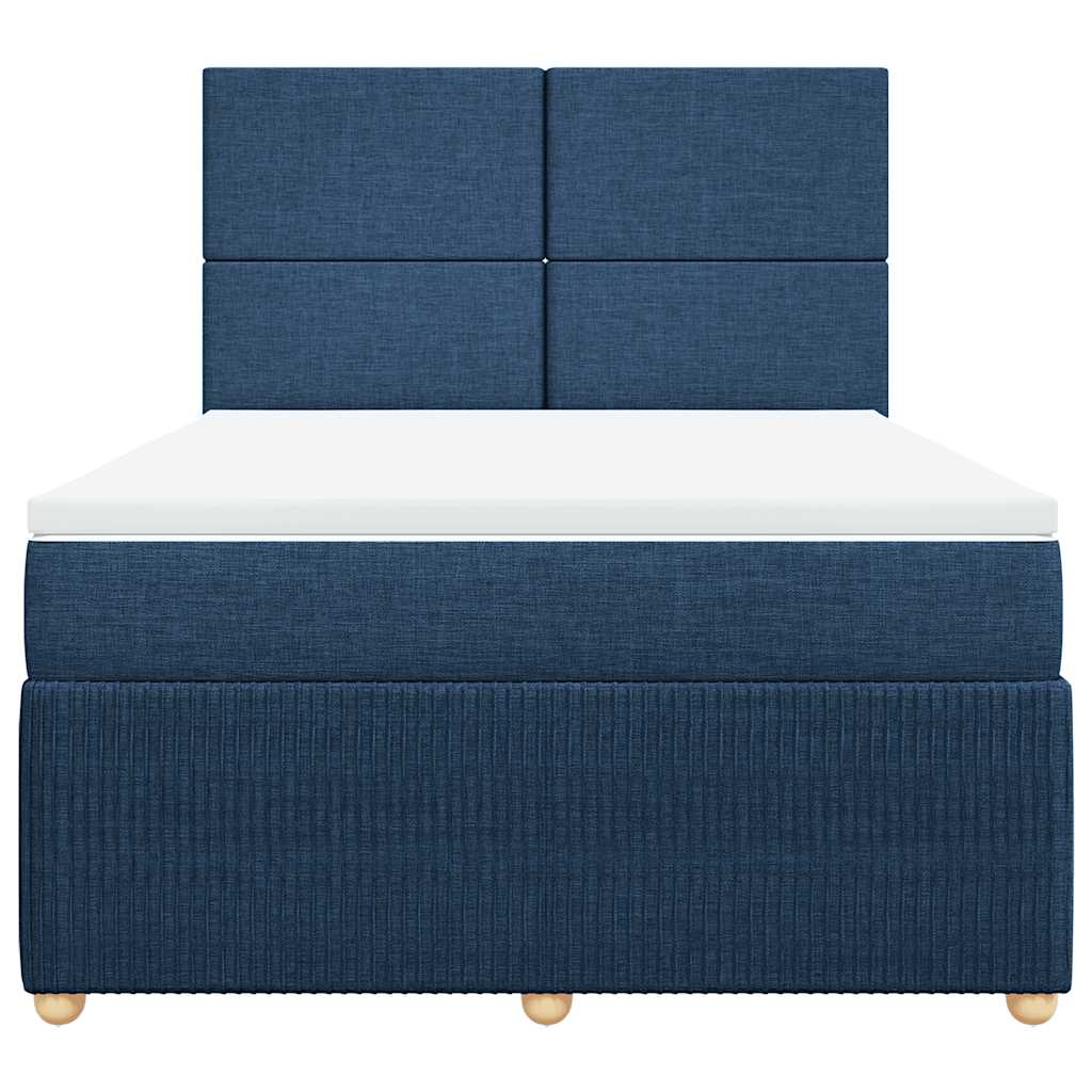 vidaXL Boxspring met matras stof blauw 140x190 cm, foto 4