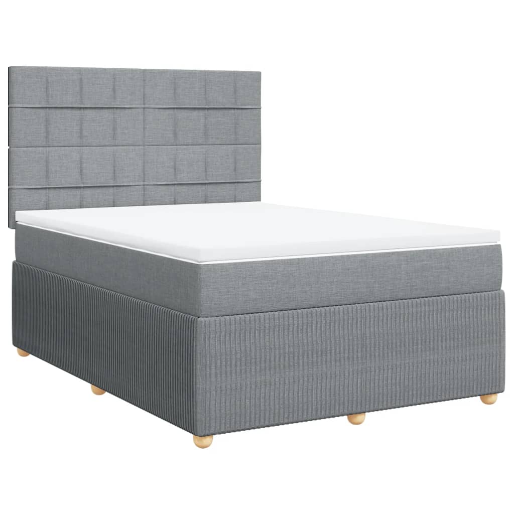 vidaXL Box spring posteljni z vzmetnico svetlo siv 140x190 cm blago