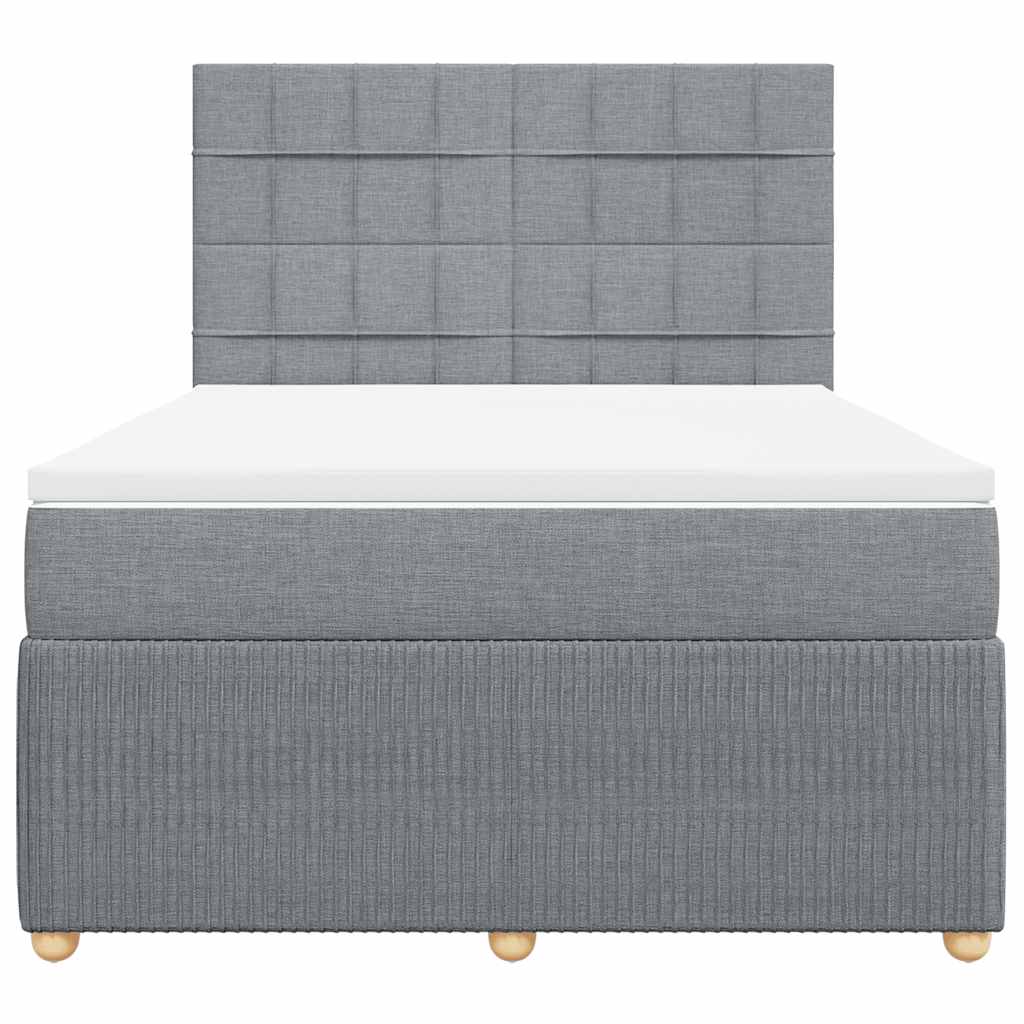 vidaXL Boxspring met matras stof lichtgrijs 140x190 cm grijs, foto 4