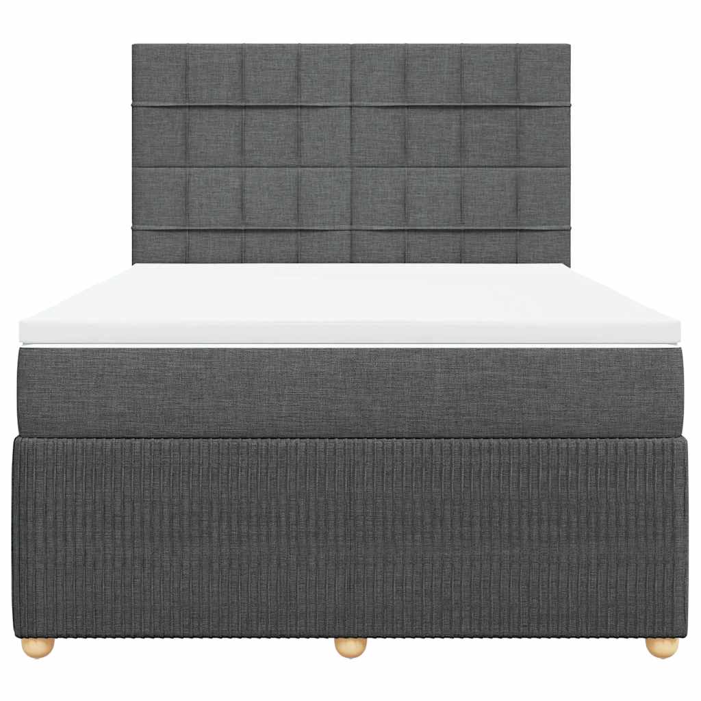 vidaXL Boxspring met matras stof donkergrijs 140x190 cm grijs, foto 4