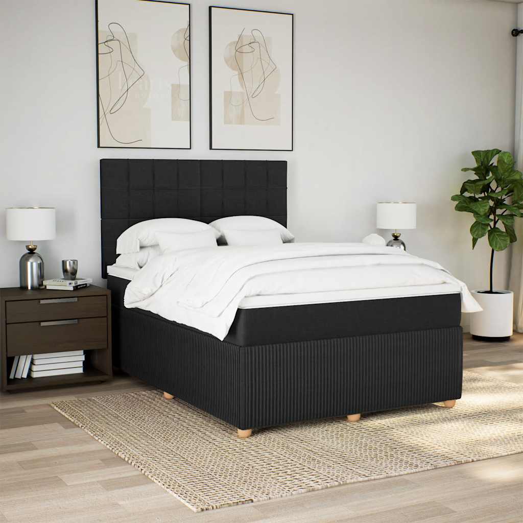 vidaXL Boxspring met matras stof zwart 140x190 cm afbeelding