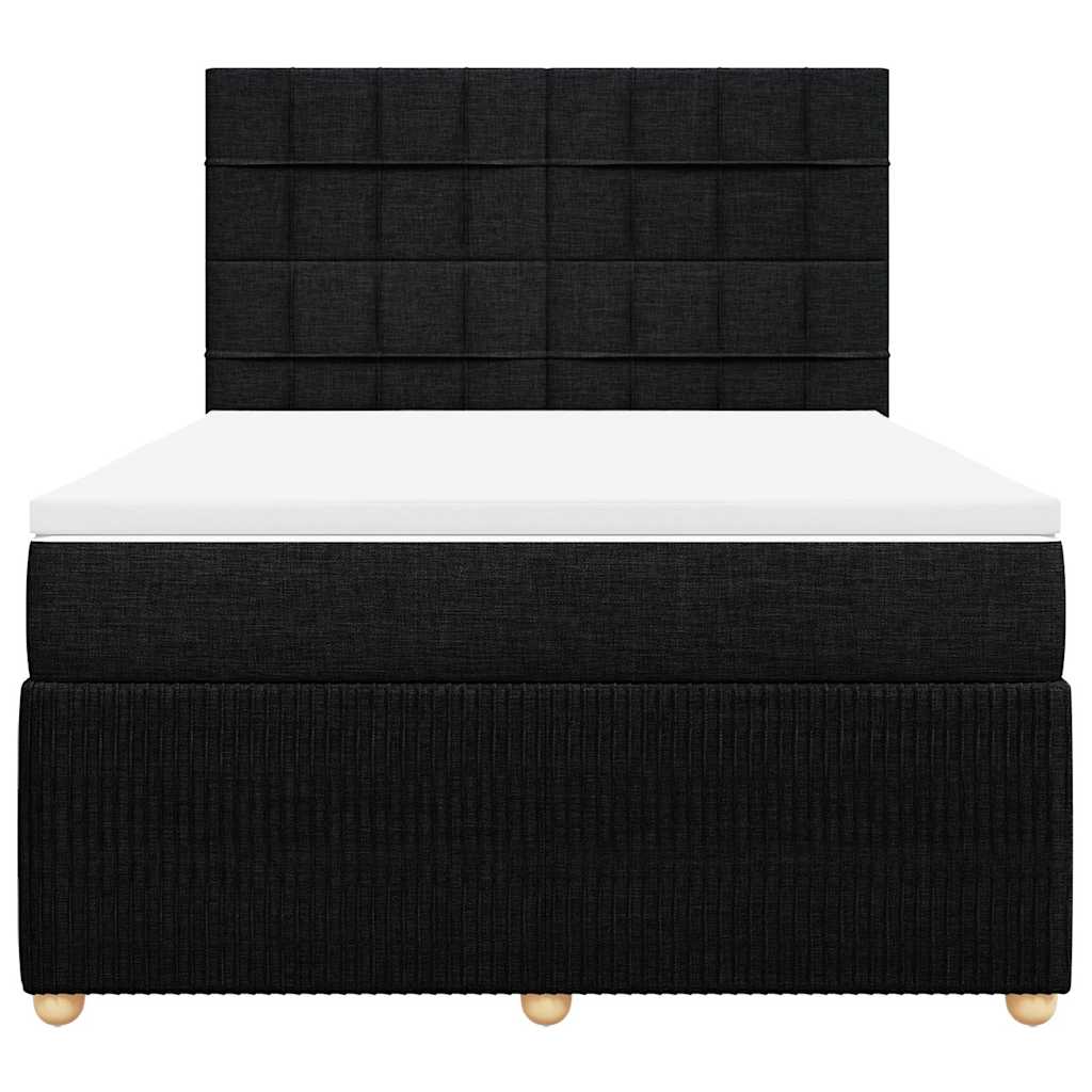 vidaXL Boxspring met matras stof zwart 140x190 cm, foto 4