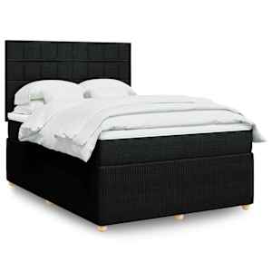 Box spring posteljni z vzmetnico črn 140x190 cm blago