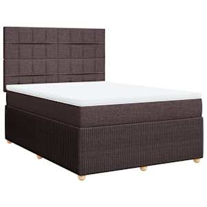 Box spring postel s matrací tmavě hnědá 140x190 cm textil - obrázek 2