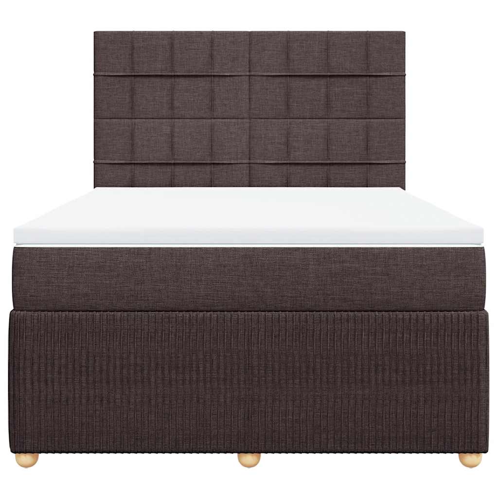 vidaXL Boxspring met matras stof donkerbruin 140x190 cm bruin, foto 4