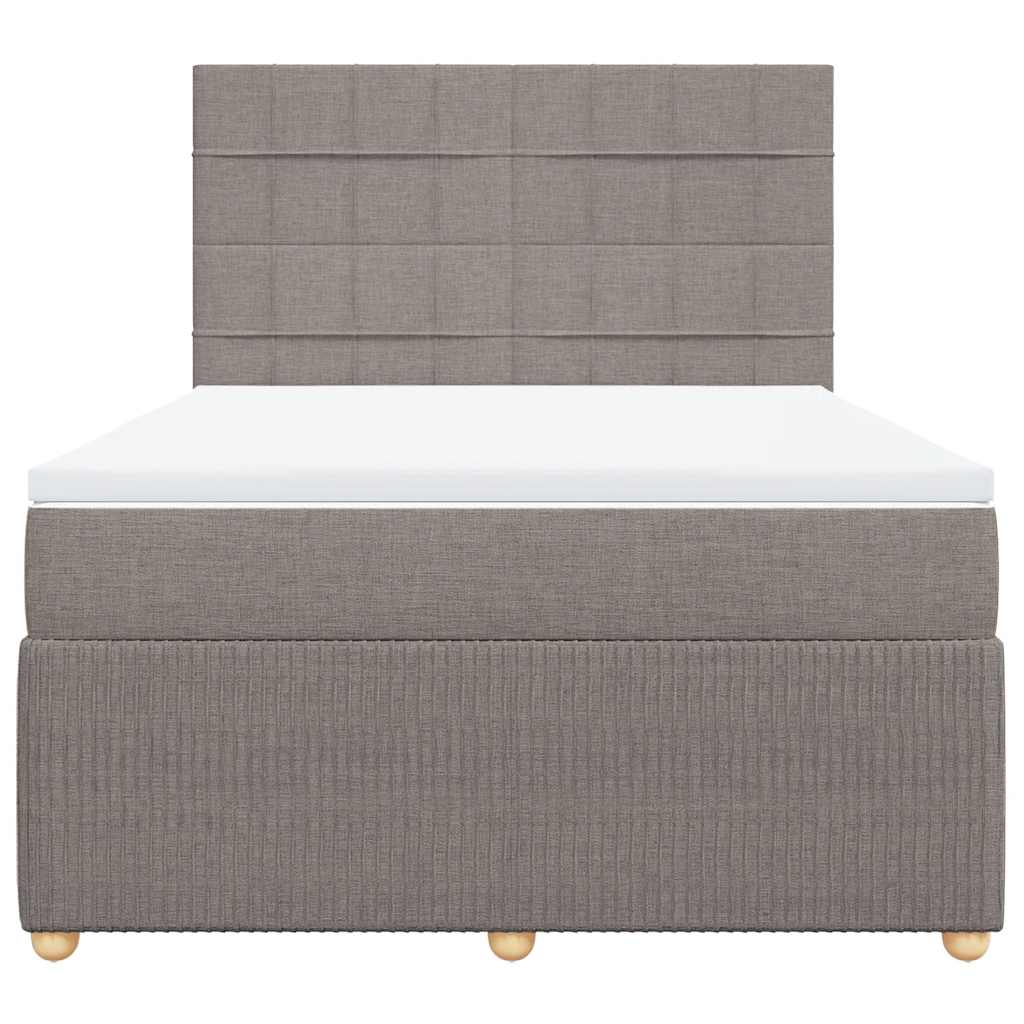 vidaXL Boxspring met matras stof taupe 140x190 cm, foto 4