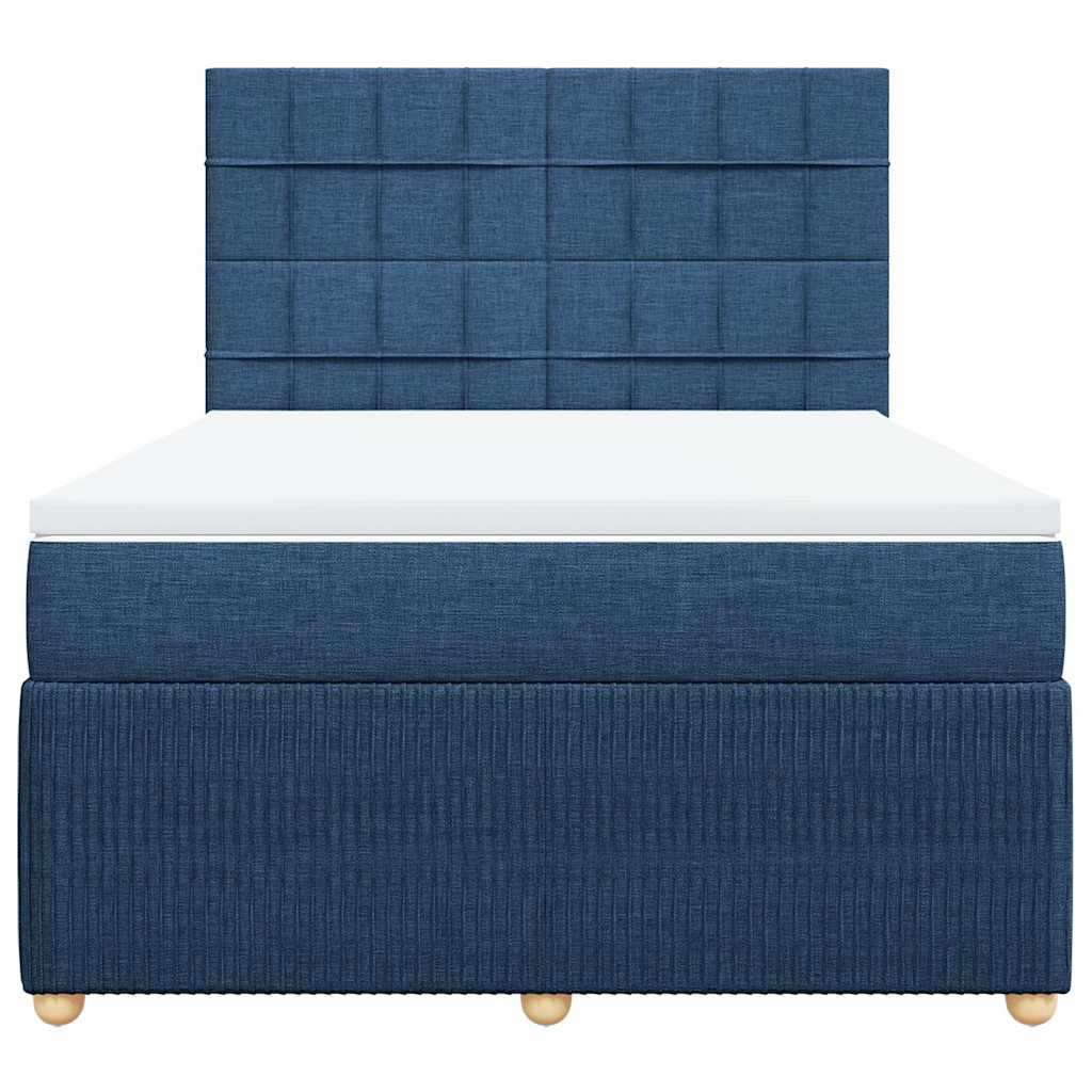vidaXL Boxspring met matras stof blauw 140x190 cm, foto 4