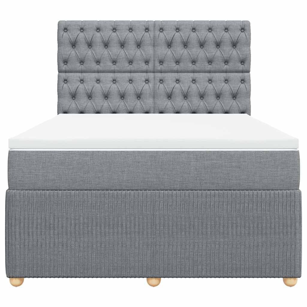 vidaXL Boxspring met matras stof lichtgrijs 140x190 cm grijs, foto 4