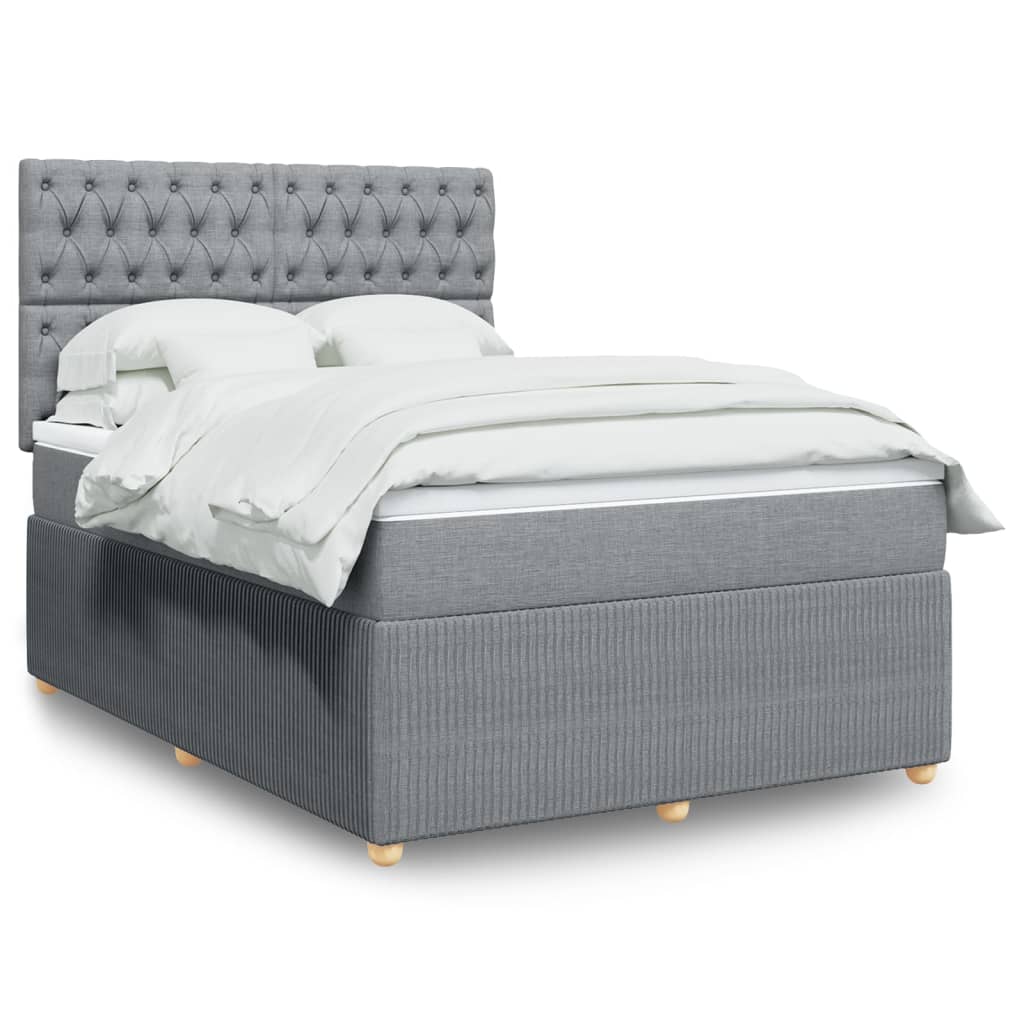 Boxspringbett mit Matratze Hellgrau 140×190 cm Stoff