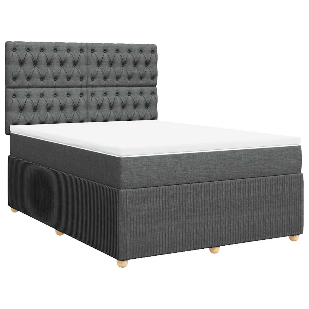 vidaXL Boxspring met matras stof donkergrijs 140x190 cm grijs, foto 3