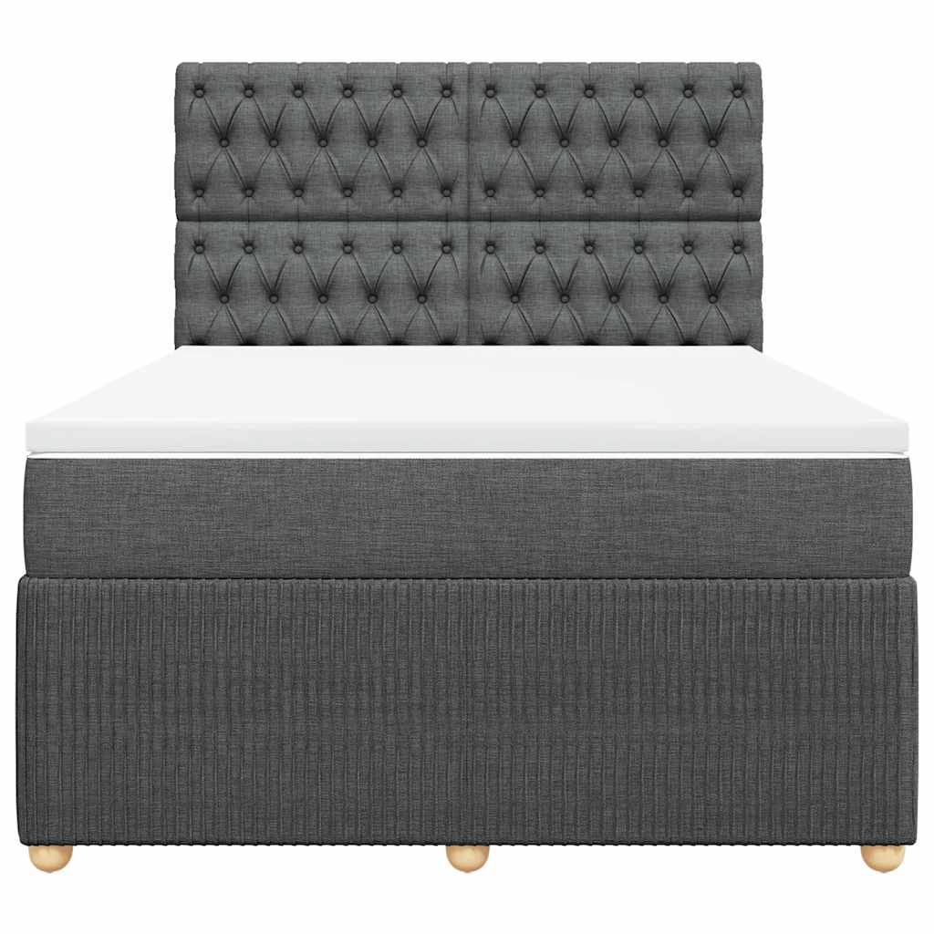 vidaXL Boxspring met matras stof donkergrijs 140x190 cm grijs, foto 4
