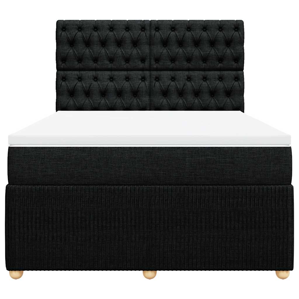 vidaXL Boxspring met matras stof zwart 140x190 cm, foto 4