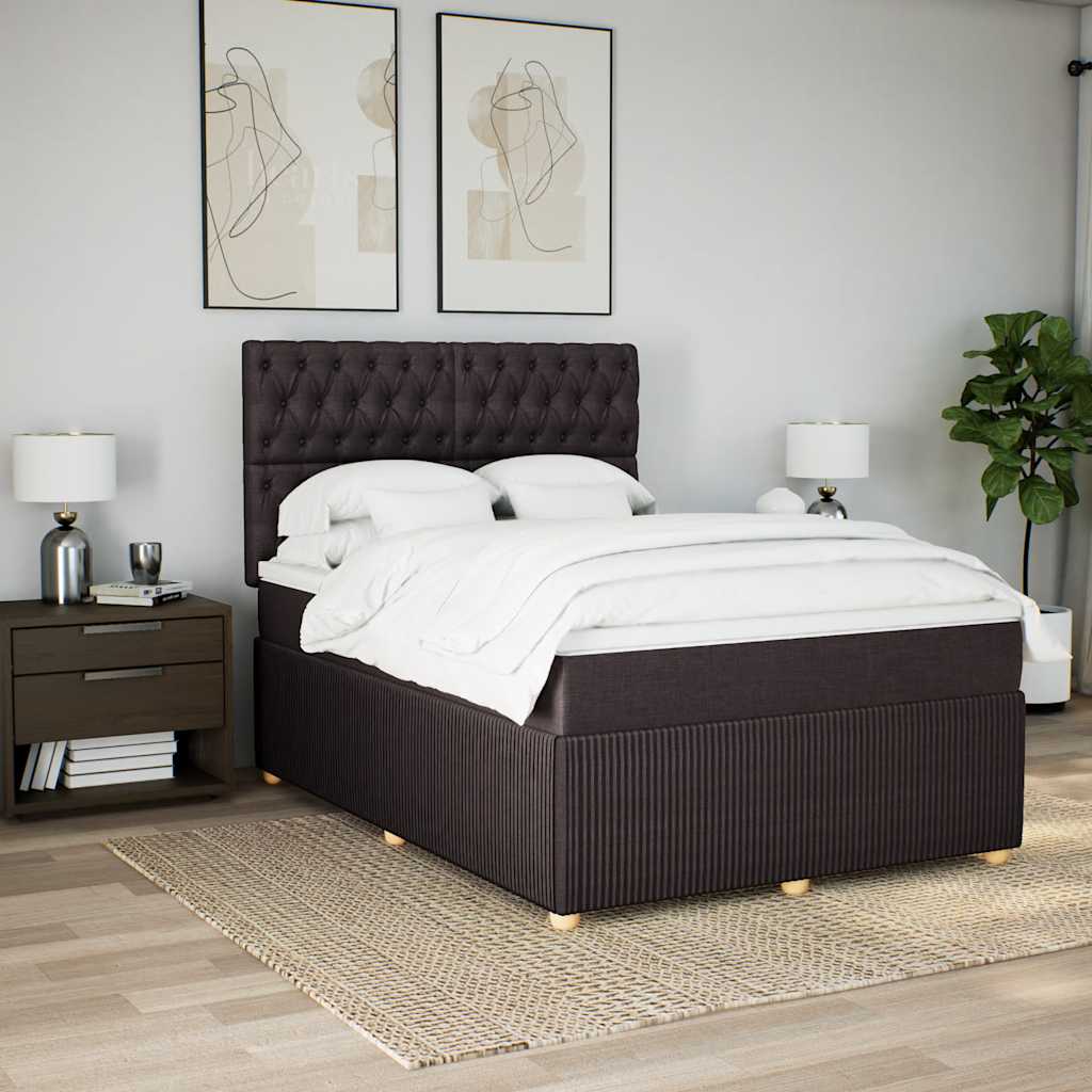 vidaXL Boxspring met matras stof donkerbruin 140x190 cm bruin, foto 2