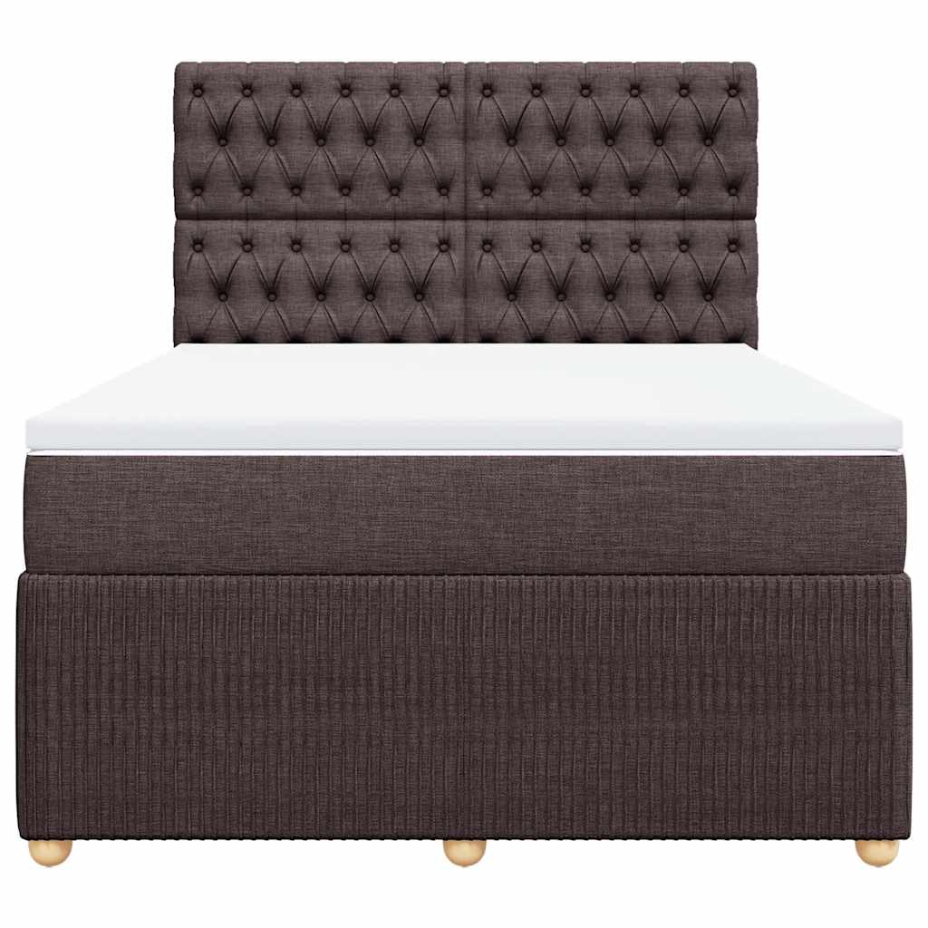 vidaXL Boxspring met matras stof donkerbruin 140x190 cm bruin, foto 4