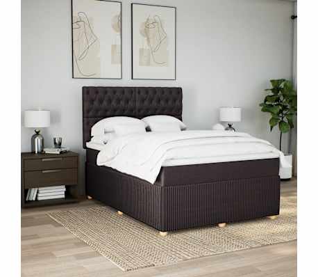 vidaXL Boxspring posteľ s matracom tmavohned&aacute; 140x190 cm l&aacute;tka