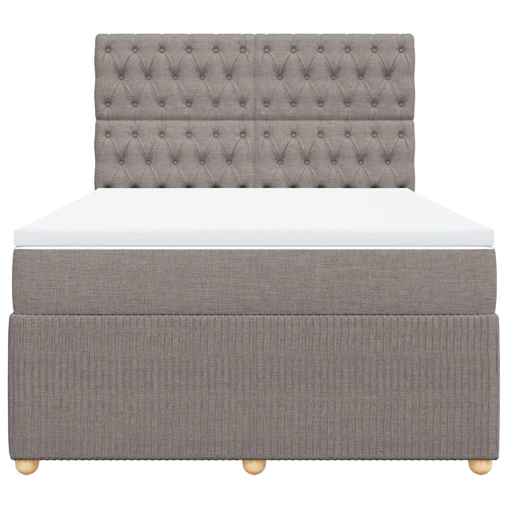 vidaXL Boxspring met matras stof taupe 140x190 cm, foto 4